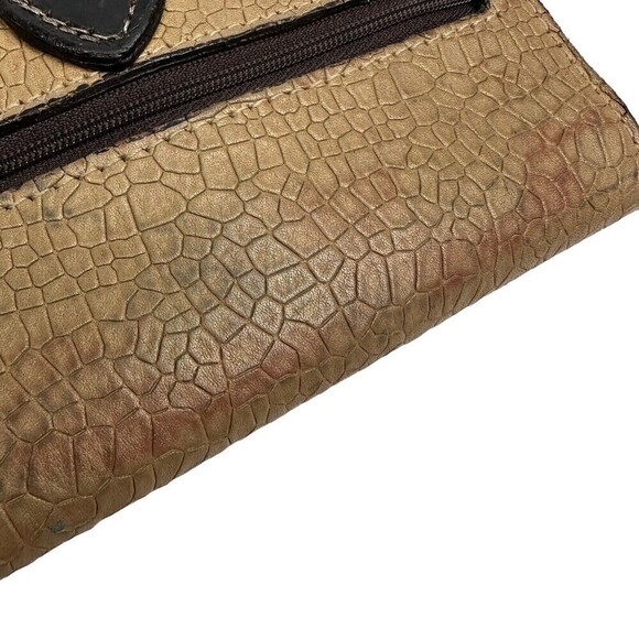 Double J Saddlery Wallet Vintage Rose Brown Tan Leather Mag Snap Closure READ - Picture 5 of 16